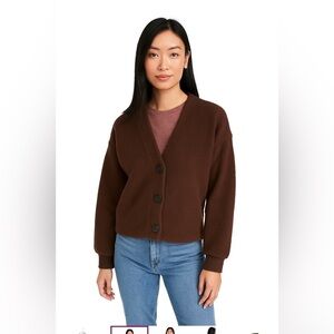 Madewell (Re)sourced Fleece Crop Cardigan Brown Sz. XXS